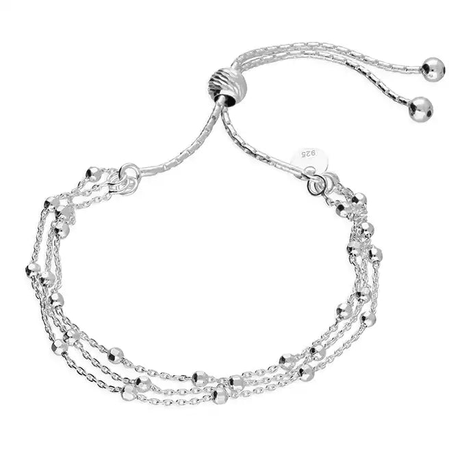 Three row silver bead bracelet