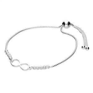 Silver Infinity and cz slider clasp bracelet