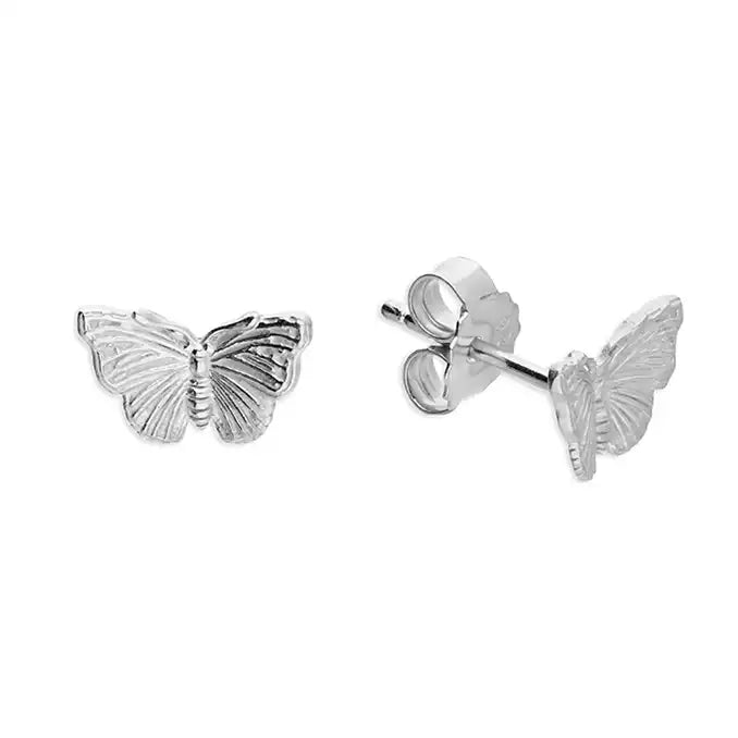 Sterling silver butterfly stud earrings.