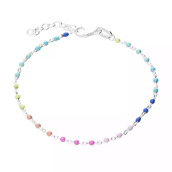 Silver Bracelet with Coloured Beads
