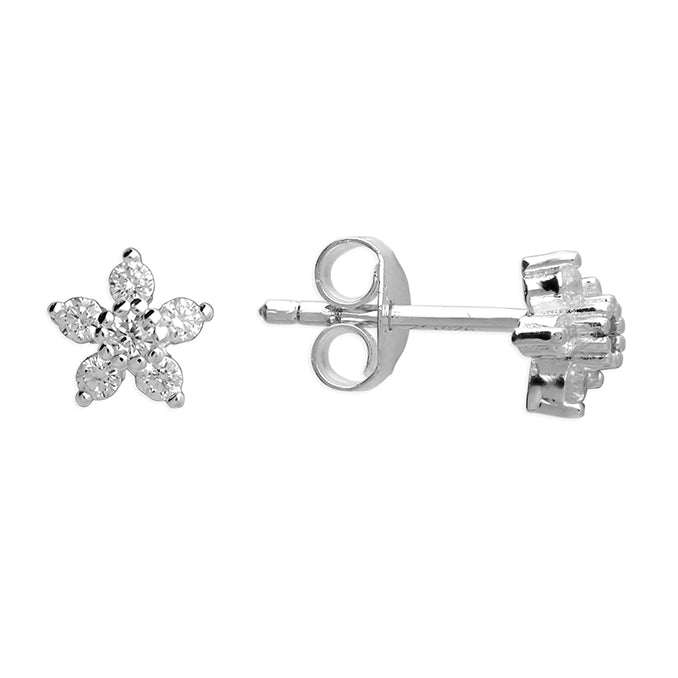 Silver cubic zirconia flower studs