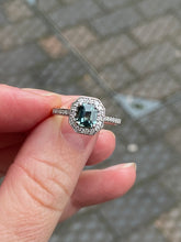 Load image into Gallery viewer, 18ct White Gold Teal Sapphire and Diamond Ring
