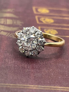 Secondhand Vintage Old Cut Diamond Cluster Ring - 1.50ct