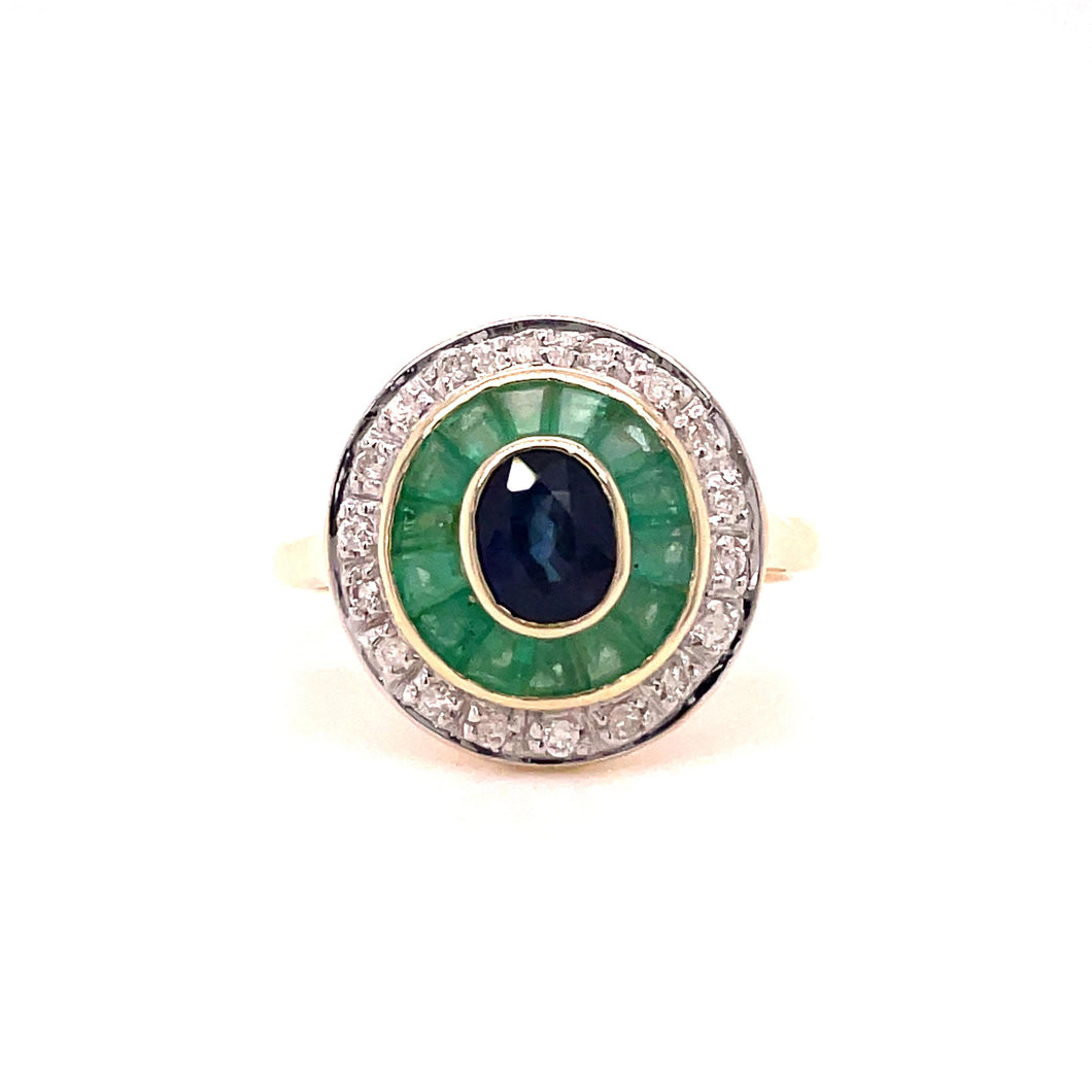 9ct Gold Mixed Precious Gemstone Ring