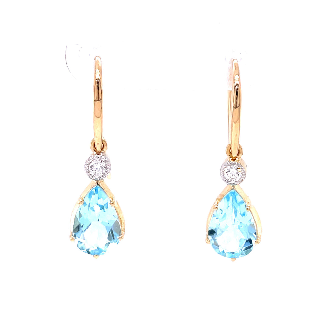 9ct Gold Topaz and Diamond Earrings