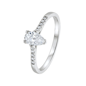 Platinum Pear Cut Lab Grown Diamond Ring