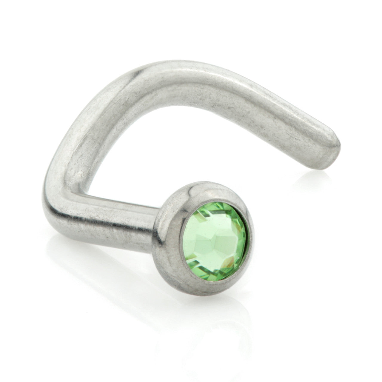 Titanium Nose Stud Peridot Crystal