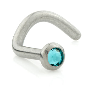 Titanium Nose Stud - Blue Zircon