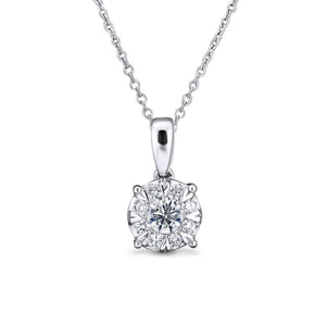 9ct White Gold Diamond Cluster Necklace