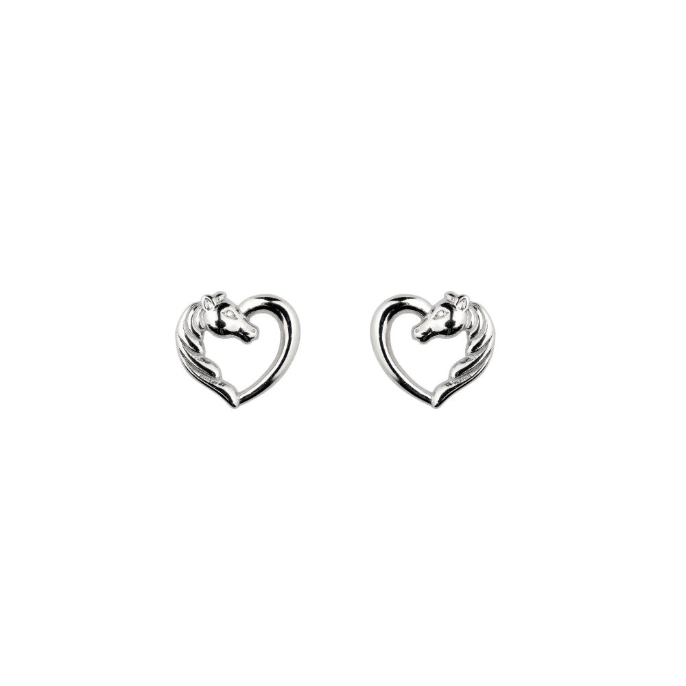 Silver Horse and Heart Earrings