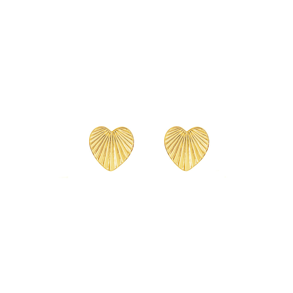 Silver Gold Plate Sunburst Heart Earrings