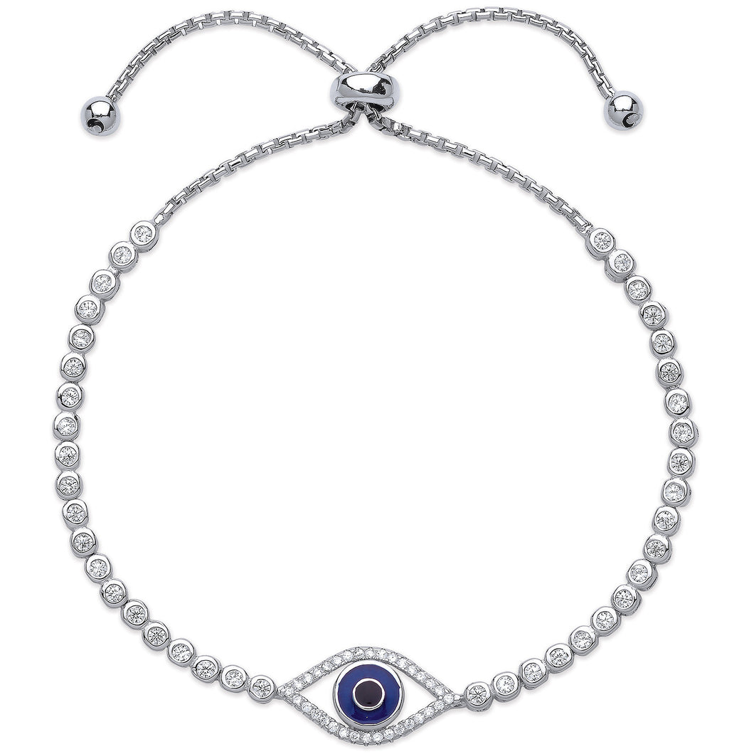 Silver Evil Eye Friendship Bracelet