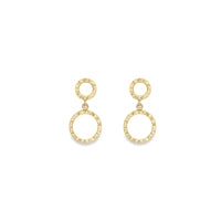 9ct Gold Double Circle Drop Earrings