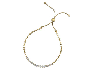 Gold Plated Faceted Bead Tennis Bracelet Toggle Style