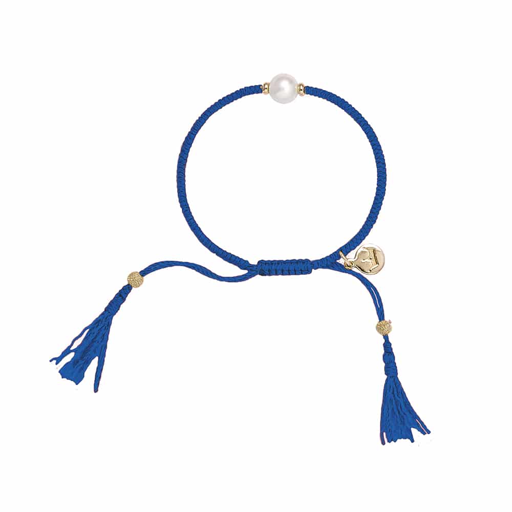 Jersey Pearl Tassel Bracelet - Blue