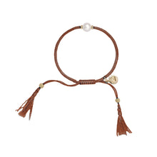 Load image into Gallery viewer, Jersey Pearl Tassel Bracelet - Tan

