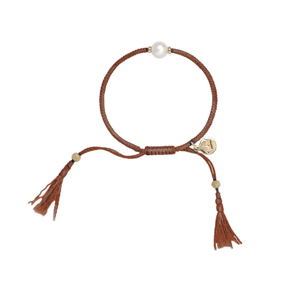 Jersey Pearl Tassel Bracelet - Tan