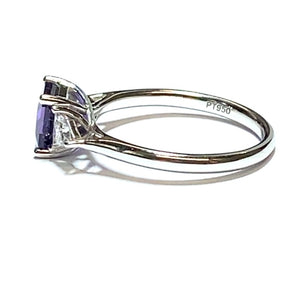 Platinum Mauve Sapphire and Diamond Ring