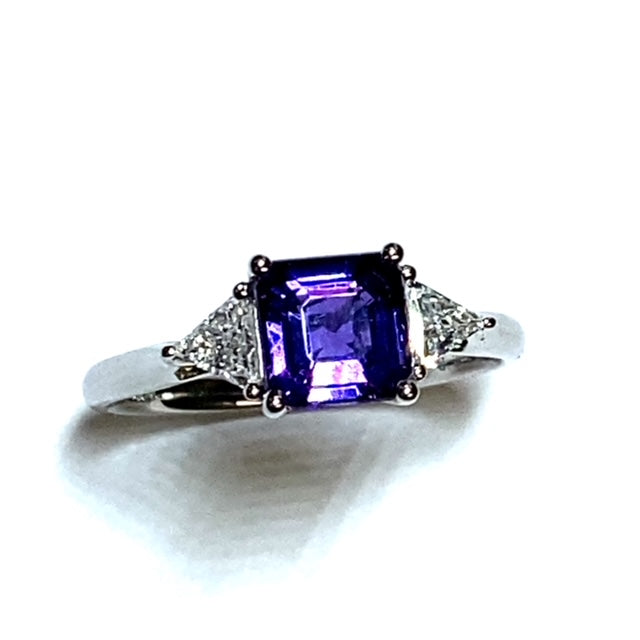 Platinum Mauve Sapphire and Diamond Ring