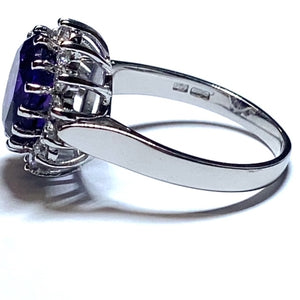 18ct White Gold Amethyst and Diamond Cluster Ring