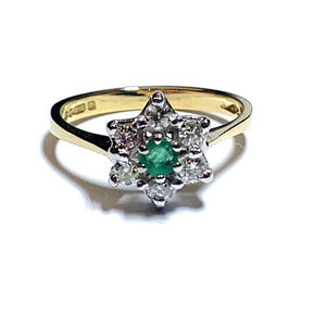Secondhand 18ct Gold Emerald and Diamond Ring