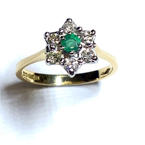 Secondhand 18ct Gold Emerald and Diamond Ring