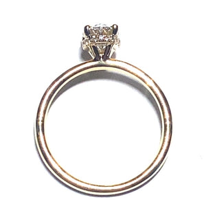 18ct Yellow Gold Hidden Halo Oval Lab Grown Diamond Ring - 1.01ct