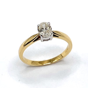 18ct Gold Oval Solitaire Diamond Ring - 0.50ct