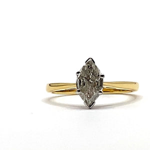 18ct Gold Marquise Solitaire Diamond Ring 0.71ct