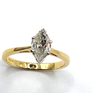 18ct Gold Marquise Solitaire Diamond Ring 0.71ct