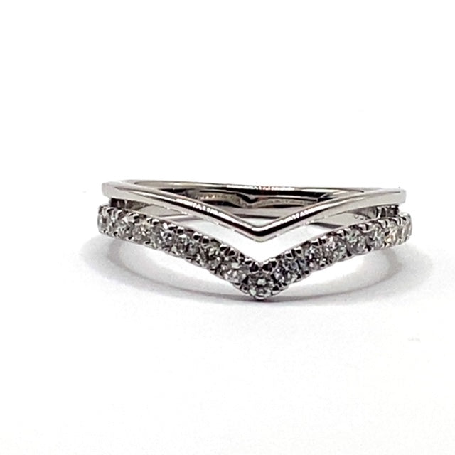 18ct White Gold Diamond Wishbone Ring