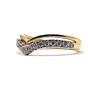 18ct Gold Diamond Wishbone Ring