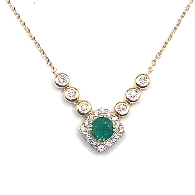 18ct Gold Emerald and Diamond Necklet