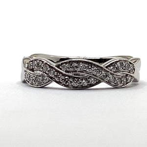18ct White Gold Diamond Twist Ring