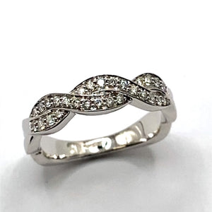 18ct White Gold Diamond Twist Ring