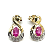 Load image into Gallery viewer, Secondhand Gold and Ruby Earrings
