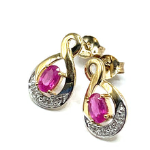 Load image into Gallery viewer, Secondhand Gold and Ruby Earrings

