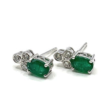 Load image into Gallery viewer, 18ct White Gold Emerald and Diamond Earrings
