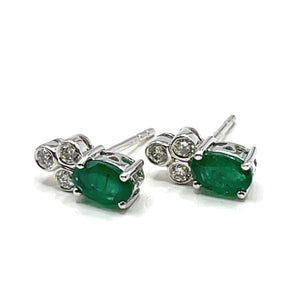 18ct White Gold Emerald and Diamond Earrings