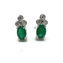 Load image into Gallery viewer, 18ct White Gold Emerald and Diamond Earrings
