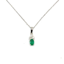 Load image into Gallery viewer, 18ct White Gold Emerald and Diamond Necklace
