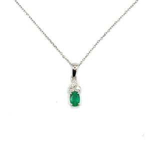 18ct White Gold Emerald and Diamond Necklace