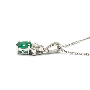 18ct White Gold Emerald and Diamond Necklace