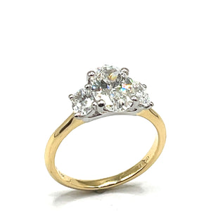 18ct Gold and Platinum Oval Trilogy Lab Grown Diamond Ring