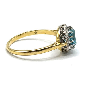 Secondhand 18ct Gold Blue Zircon and Diamond Ring