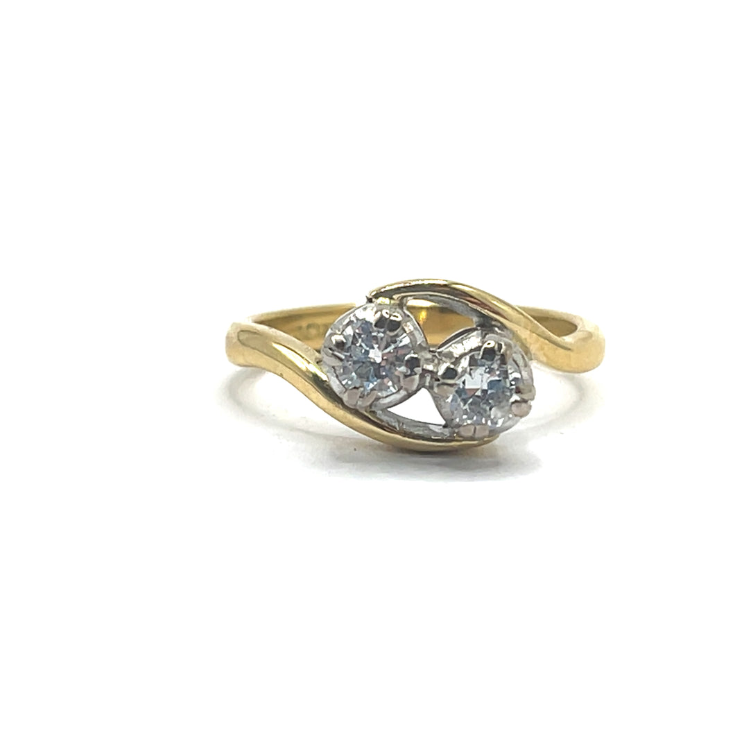 Secondhand 18ct Gold Diamond Two Stone Ring
