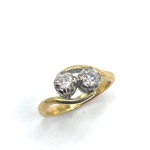 Secondhand 18ct Gold Diamond Two Stone Ring