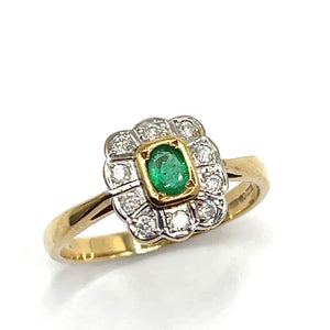 Secondhand Emerald and Diamond Ring