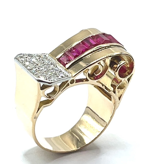 Secondhand Vintage Ruby and Diamond Dress Ring