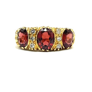 Secondhand 18ct Gold Garnet and Diamond Ring